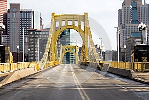 Yellow Sixth Street Bridge