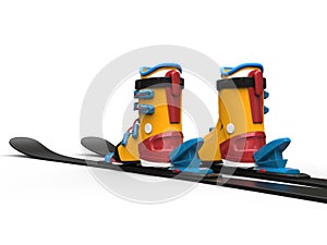 Yellow ski boots - black skiis