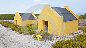 Yellow slave houses on Bonaire