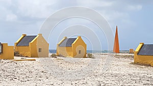 Yellow slave houses on Bonaire