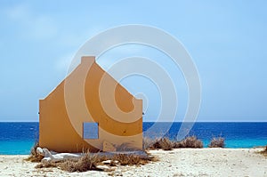 Yellow slavehut. Bonaire