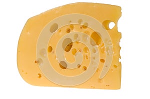 Yellow slice of cheese isolated