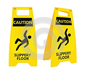 Yellow slippery floor sign