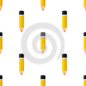 Yellow Small Pencil Icon Seamless Pattern