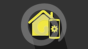 Yellow Smart home - remote control system icon isolated on grey background. 4K Video motion graphic animation