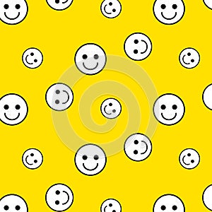 Yellow Smile Face Seamless Pattern.