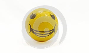 Yellow Smiley Ball Isolated On White Background