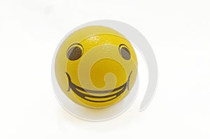 Yellow Smiley Ball Isolated On White Background
