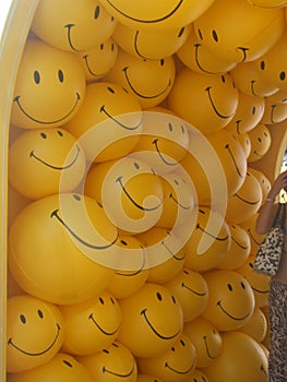 Yellow Smiley faces as a background at Siam Paragon photo