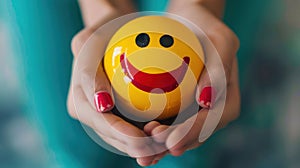 The Yellow Smiley Stress Ball.AI generated image