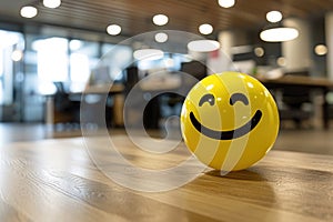 A Yellow Smiling Ball Can Promote a Positive Work Environment.