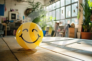 A Yellow Smiling Ball Can Promote a Positive Work Environment.