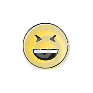 Yellow Smiling Cartoon Face Laugh Positive People Emotion Open Mouth Icon photo