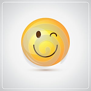 Yellow Smiling Cartoon Face Winking People Emotion Icon