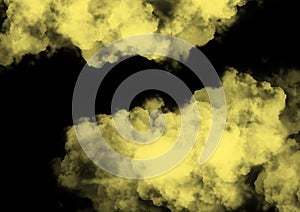 Yellow smoke isolated on a black background. Design recommended for design brochures, booklets, posters, covers, web banners