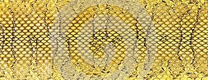 Yellow snake skin texture, as background. Natural reptile leather