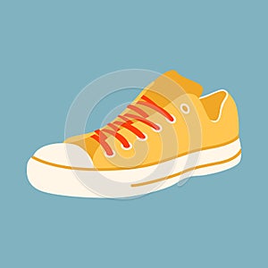 Yellow sneakers vector illustration flat style front