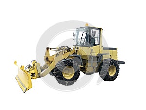 Yellow Snowplow Truck on white background