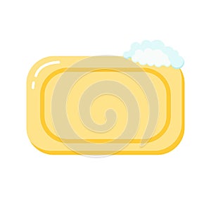 Yellow soap flat icon, soap bubbles, vector illustration