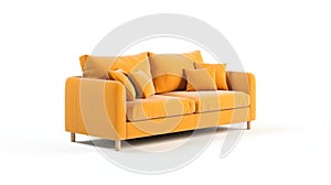 yellow sofa isolated on white background