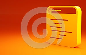 Yellow Software, web developer programming code icon isolated on orange background. Javascript computer script random