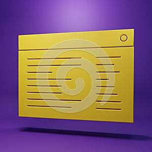 Yellow Software, web developer programming code icon isolated on purple background. Javascript computer script random
