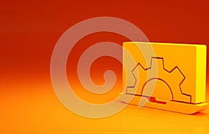 Yellow Software, web development, programming concept icon isolated on orange background. Programming language and