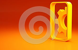 Yellow Software, web development, programming concept icon isolated on orange background. Programming language and