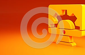 Yellow Software, web development, programming concept icon isolated on orange background. Programming language and