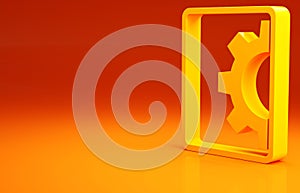 Yellow Software, web development, programming concept icon isolated on orange background. Programming language and