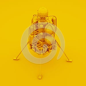 Yellow Space Lander. 3D illustration photo