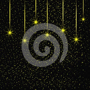 Yellow sparks shine with a special light effect. Vector sparkles on a transparent background.