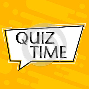 yellow speech bubble with quiz time text. suitable for advertising backgrounds, posters, flyers