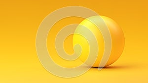 Yellow sphere with shadow on yellow gradient background