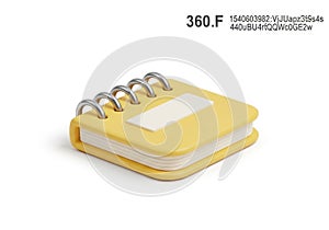 Yellow spiral bound mini notebook with silver rings and blank label perfect for notes