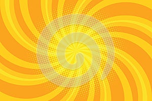 Yellow spiral pop art background