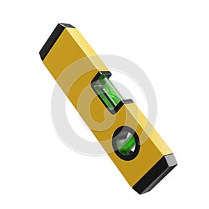 Yellow spirit level with green bubbles