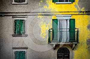 Yellow splash color building background yellow plaster paint italian homes background