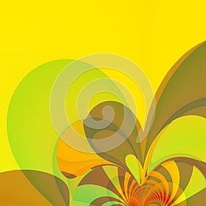 Yellow splash presentation background. Colored wall paper. Floral style print. Swirl joy. Pretty simple drops. Cartoon style.