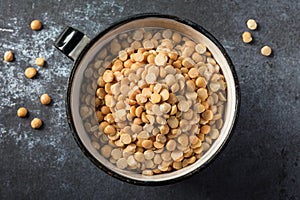 Yellow Split Peas in a Metal Cup