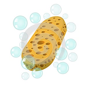 Yellow Sponge and Bubbles. Vector