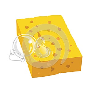 Yellow sponge with bubbles photo