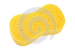 Yellow sponge isolated on the white background with clipping path