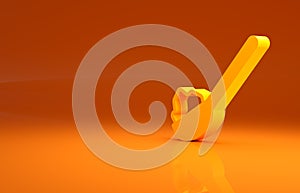 Yellow Spoon with sugar icon isolated on orange background. Teaspoon for tea or coffee. Minimalism concept. 3d
