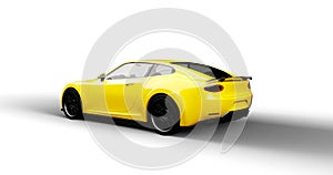 Yellow sports car isolated on white background