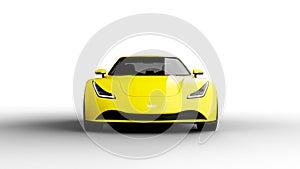 Yellow sports car isolated on white background