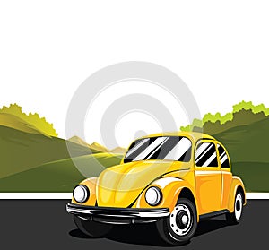 Yellow sports car Vector file.