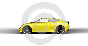 Yellow sports car on white background