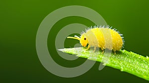 A Yellow Springtail on a Leaf