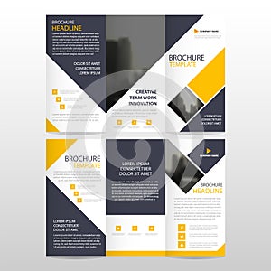 Yellow square business trifold Leaflet Brochure Flyer report template vector minimal flat design set, abstract three fold